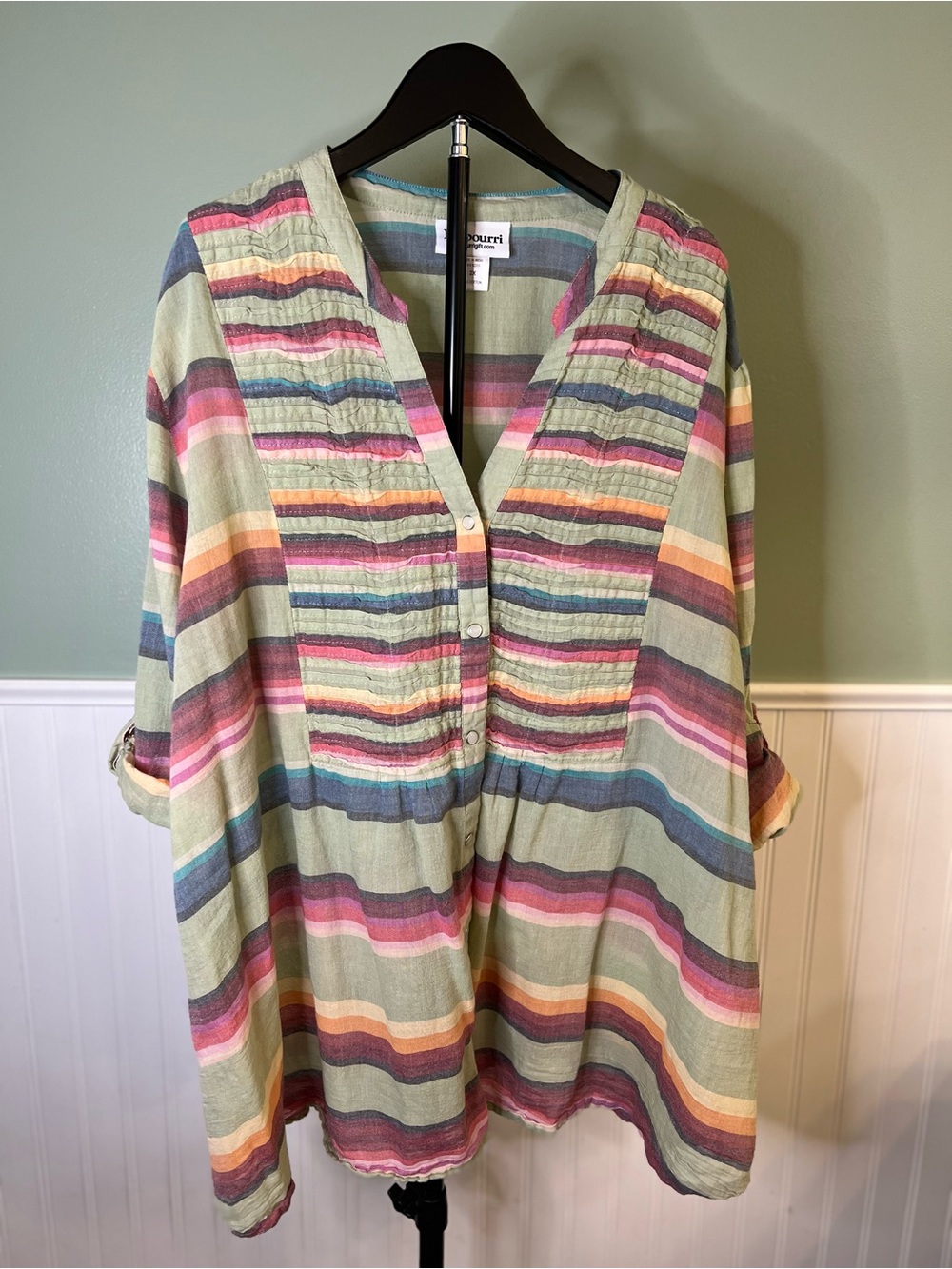 Potpourri Boho Stripe Button Down Stripe Tunic. Size 2X